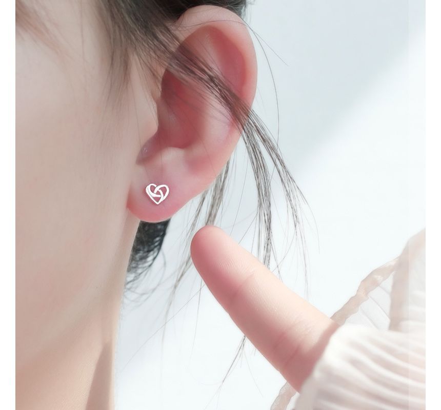 Sterling Heart Stud Earring Silver