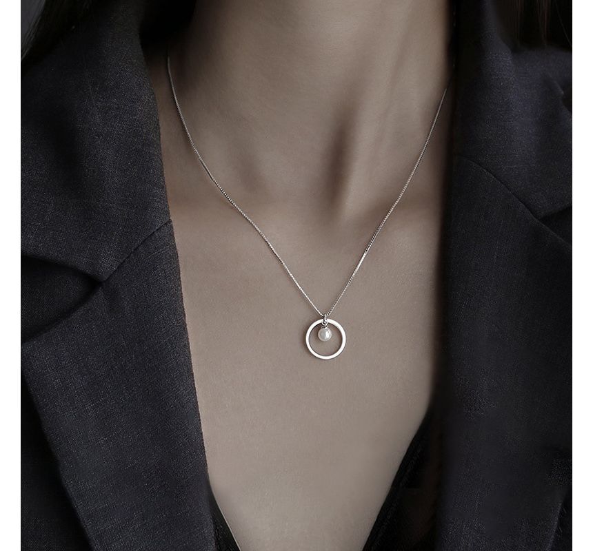 Necklace Silver Pearl Sterling Faux