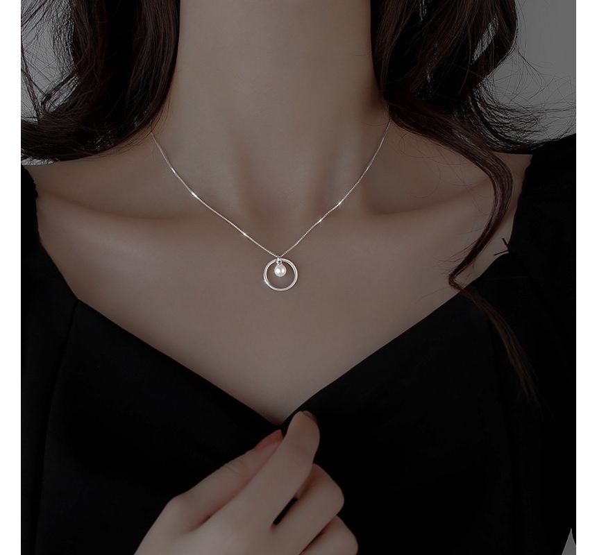 Necklace Silver Pearl Sterling Faux