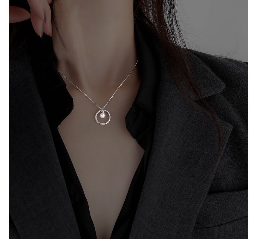 Necklace Silver Pearl Sterling Faux