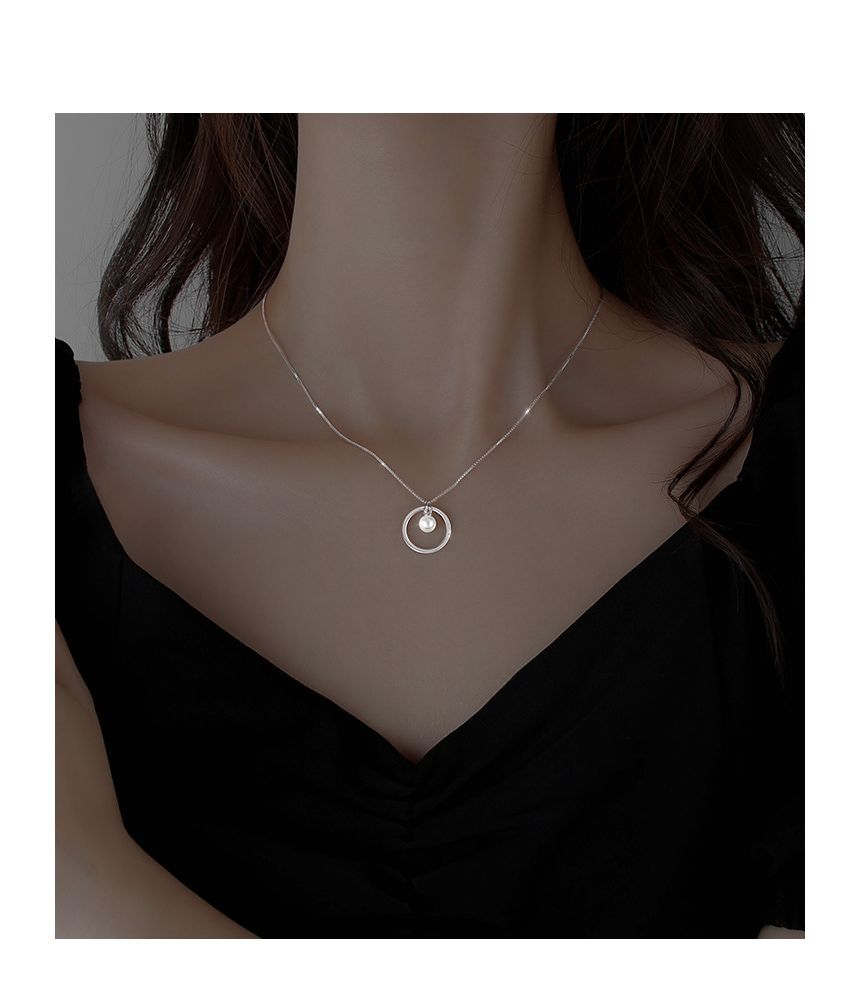 Necklace Silver Pearl Sterling Faux