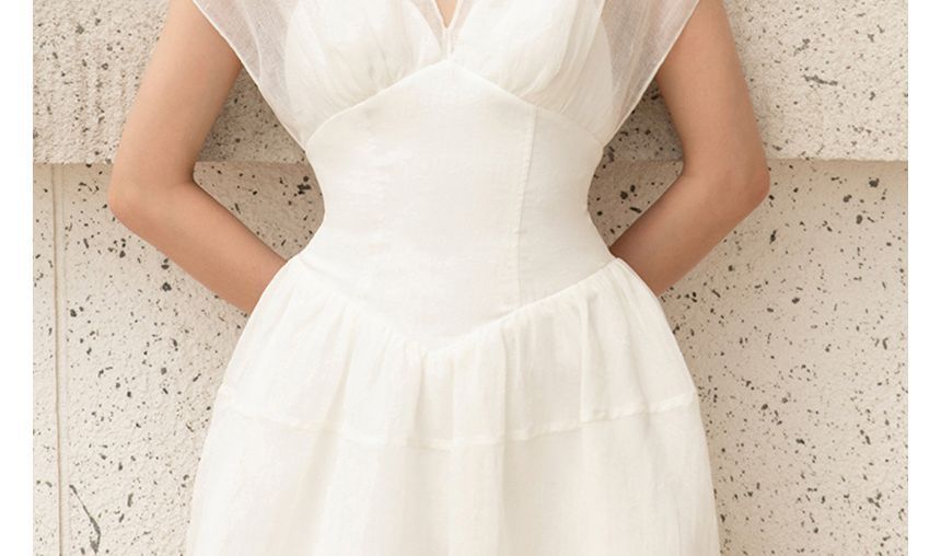 Cap-Sleeve Midi A-Line Dress