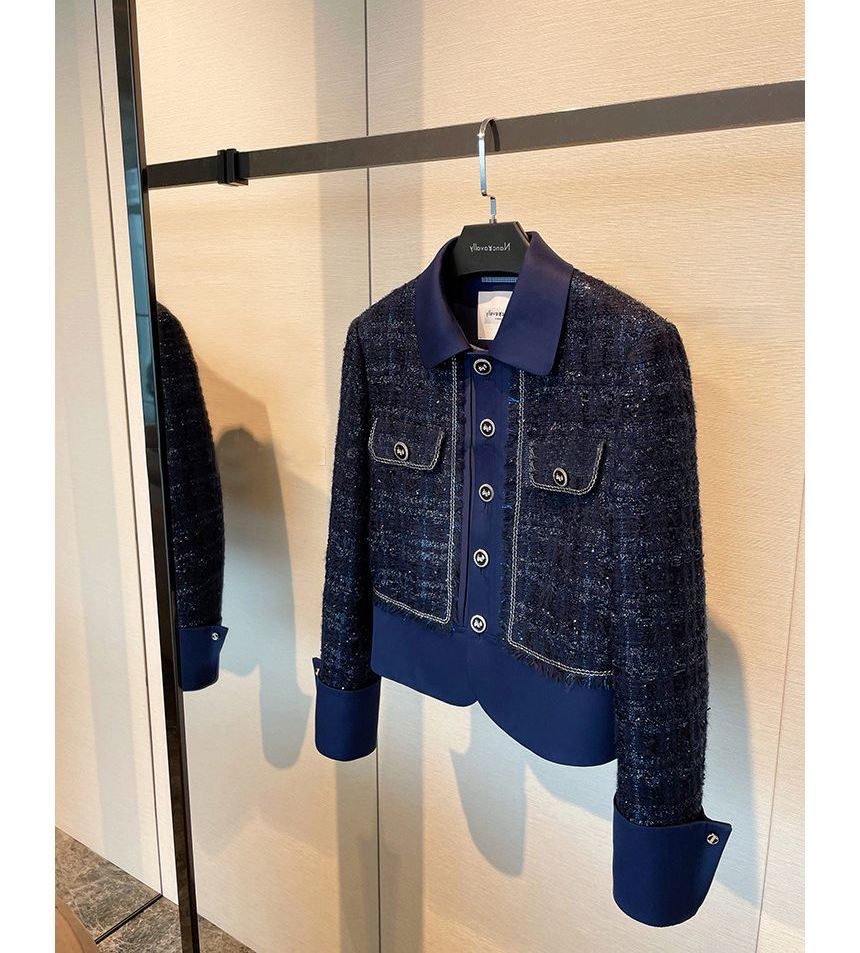 Tweed Sequined Button-Up Jacket