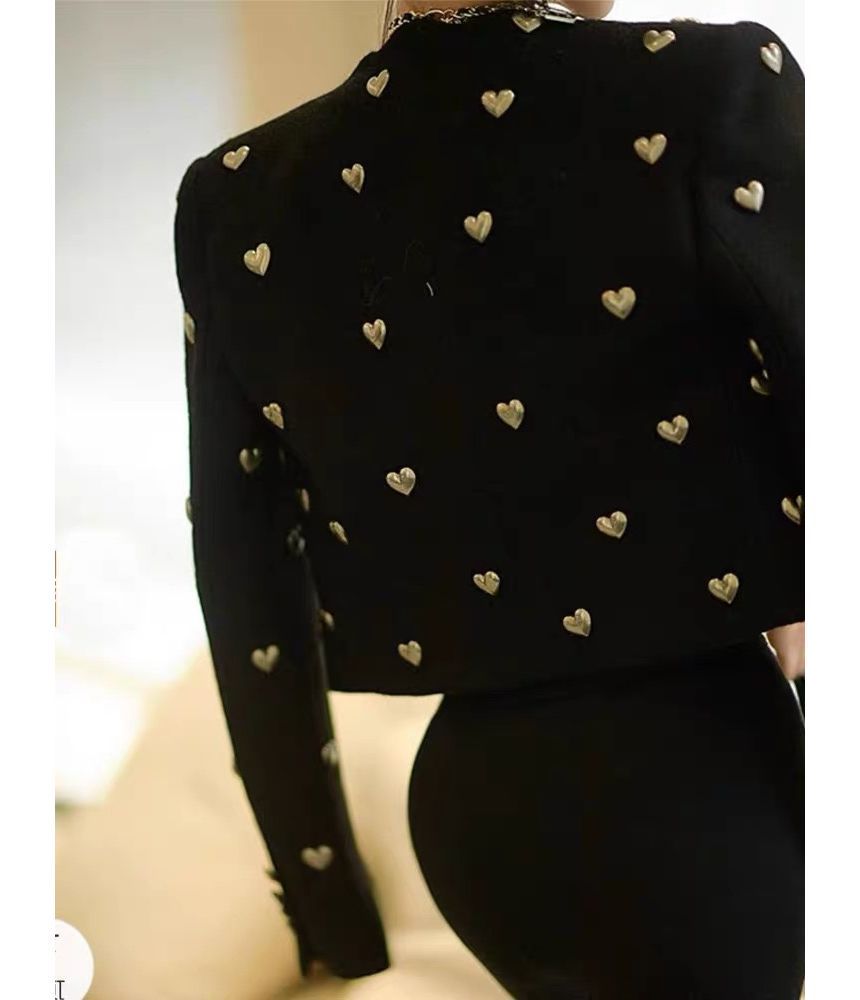 Long-Sleeve Heart Studded Jacket