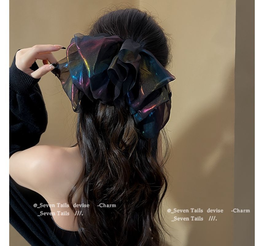 Bow Hair Mesh Clip Holographic