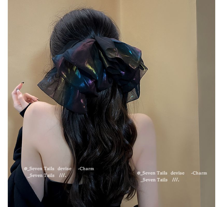 Bow Hair Mesh Clip Holographic