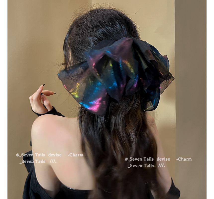 Bow Hair Mesh Clip Holographic