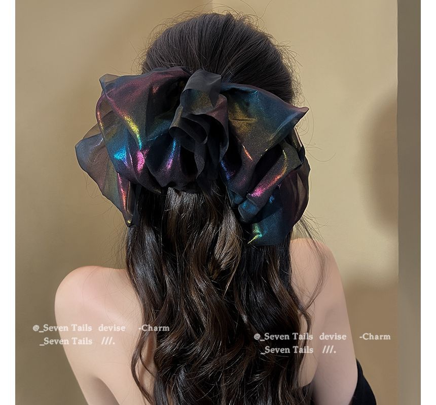 Bow Hair Mesh Clip Holographic
