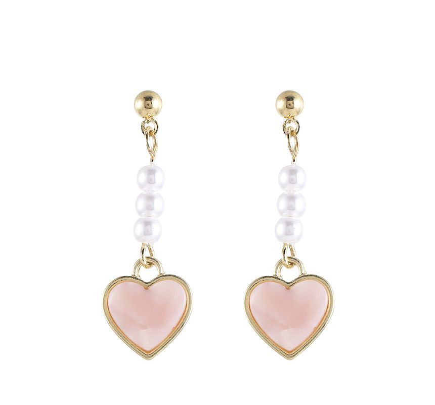 Heart / Drop Faux Pearl Clip-On Earring