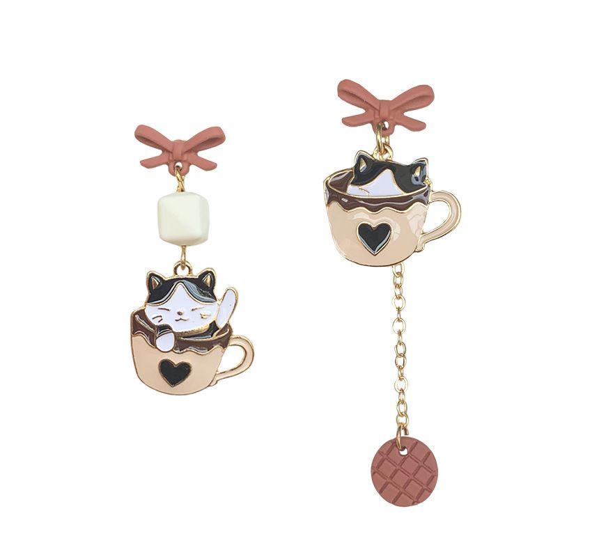 Asymmetrical Drop Cat Earring Clip-On /