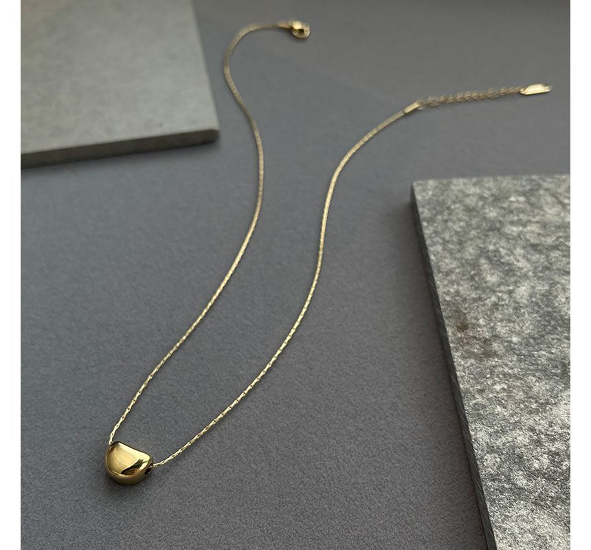 Steel Bean Polished Stainless Pendant Necklace