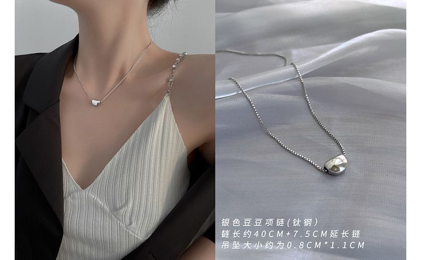 Steel Bean Polished Stainless Pendant Necklace