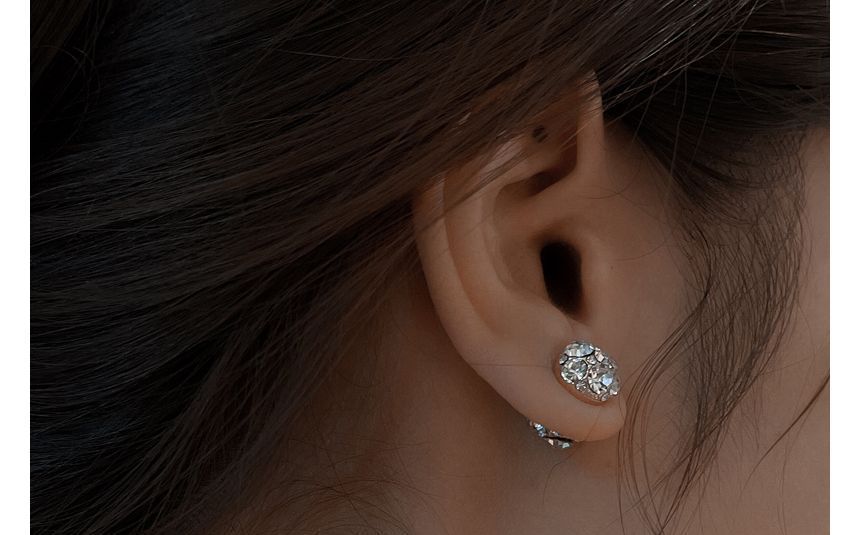 Through Magnetic Earring Alloy Rhinestone