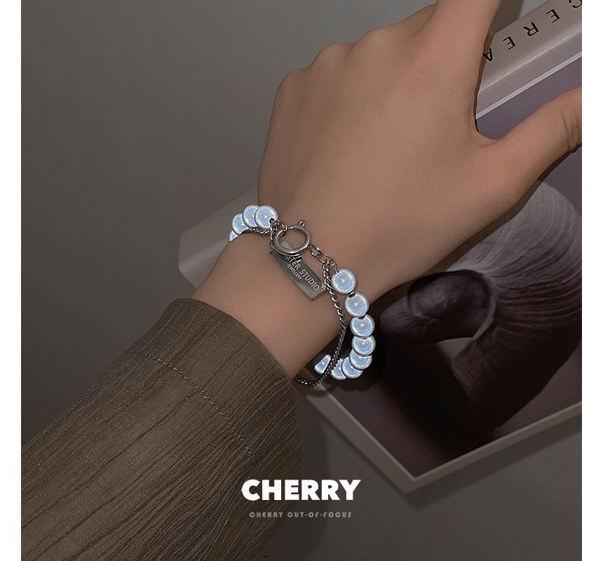 Bead Alloy Layered Reflective Bracelet