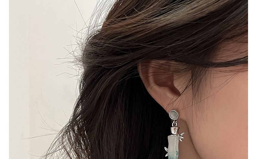 Eye Bamboo Faux Alloy Stone Earring Cat Dangle