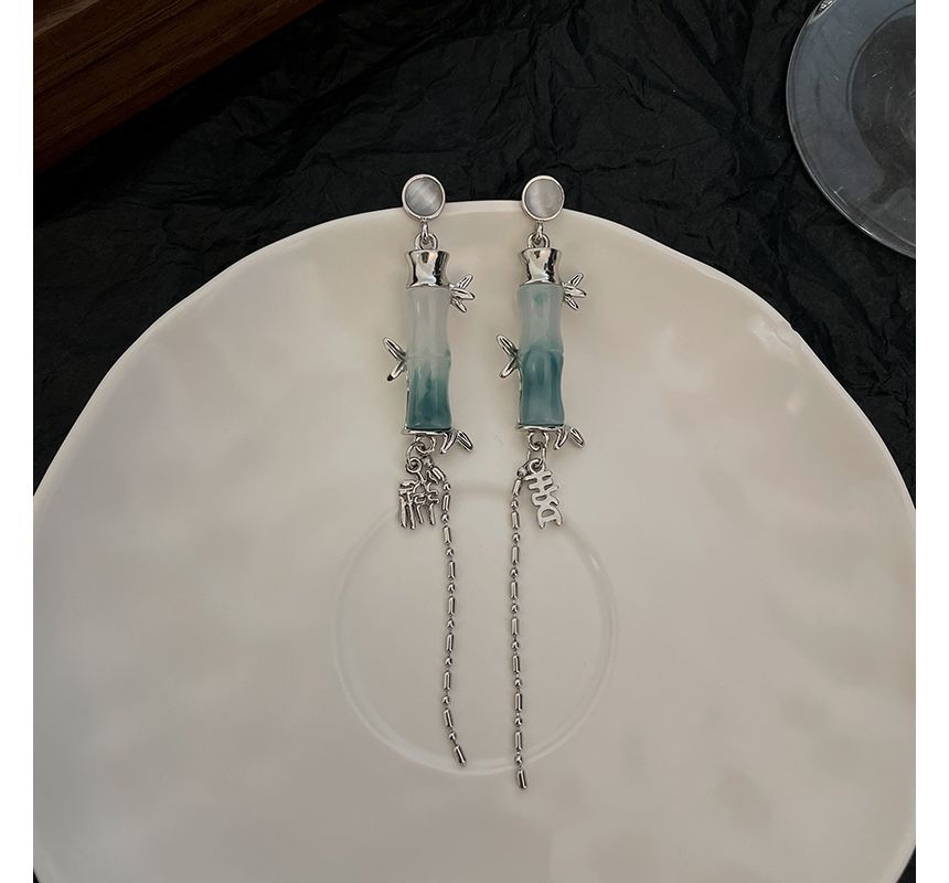 Eye Bamboo Faux Alloy Stone Earring Cat Dangle