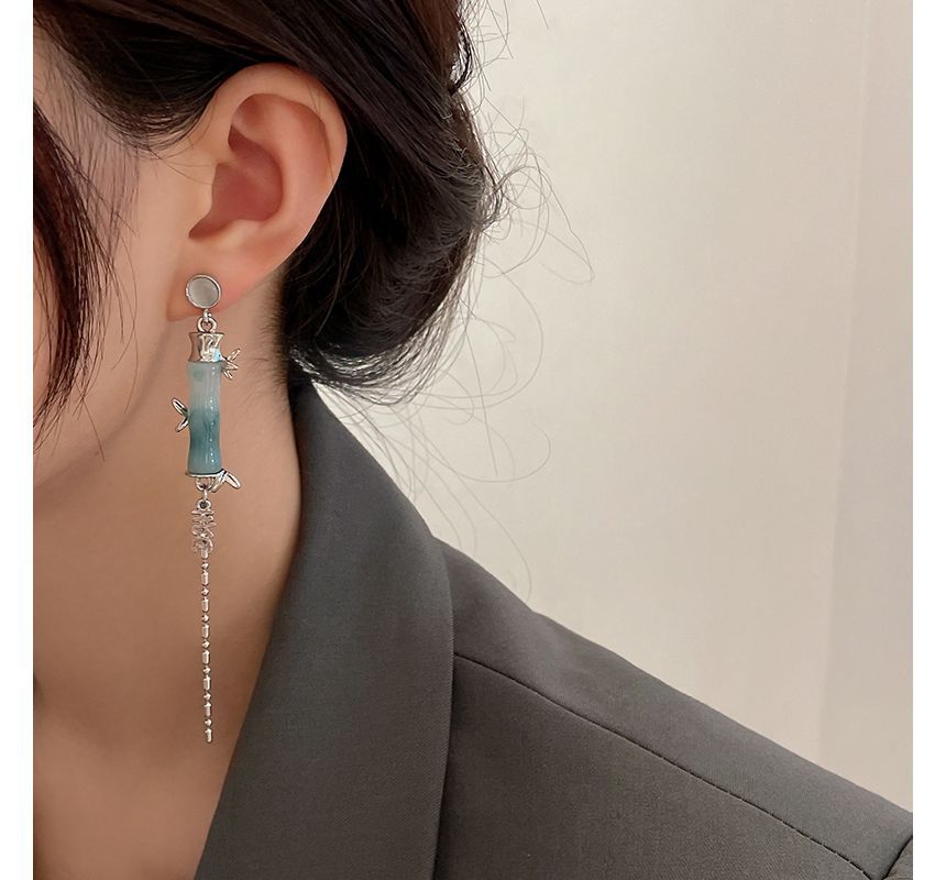 Eye Bamboo Faux Alloy Stone Earring Cat Dangle