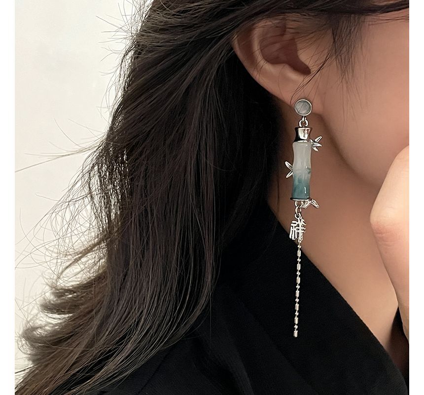 Eye Bamboo Faux Alloy Stone Earring Cat Dangle