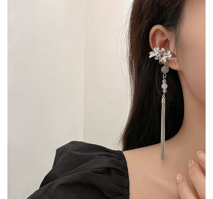 Cuff Acrylic Alloy Flower Fringed Earring