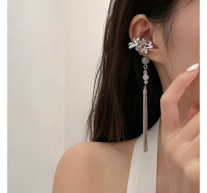 Cuff Acrylic Alloy Flower Fringed Earring
