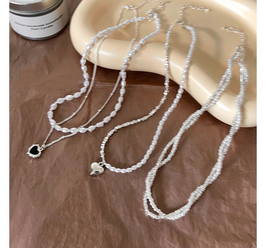 / Necklace Alloy Faux Heart (various Pearl designs)