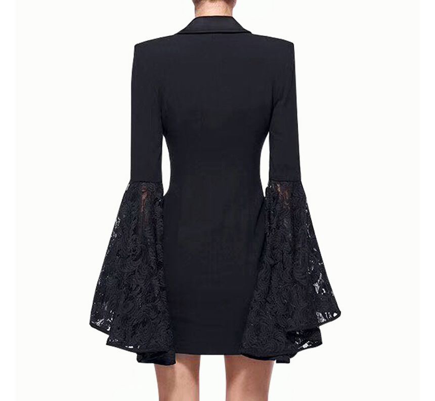 Flare-Sleeve Double Breasted Mini Blazer Dress