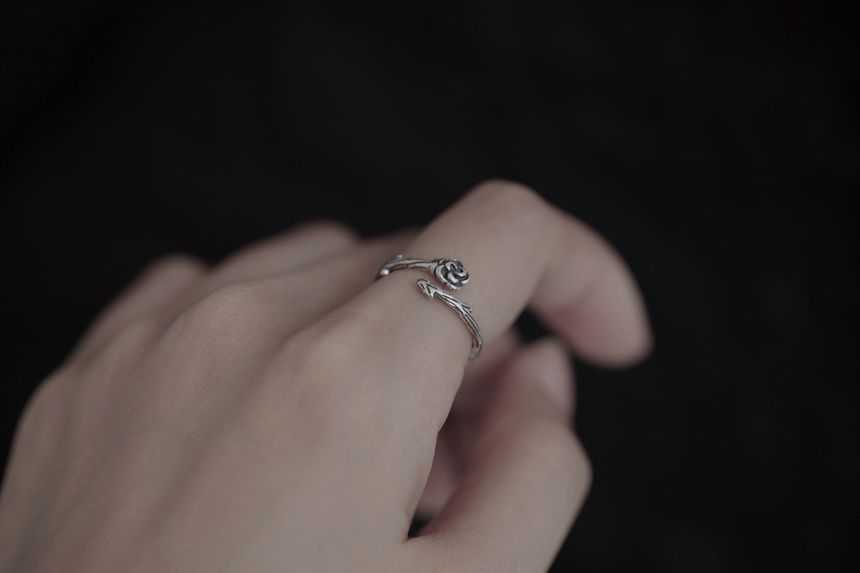 Sterling Open Rose Silver Ring