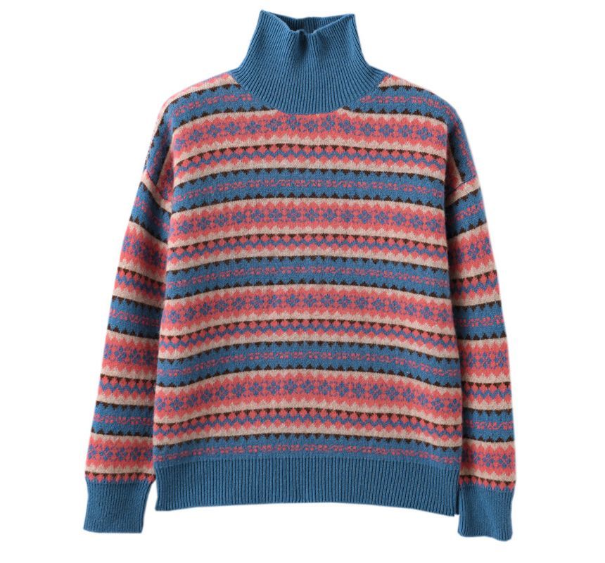 Turtleneck Geometric Patterned Sweater