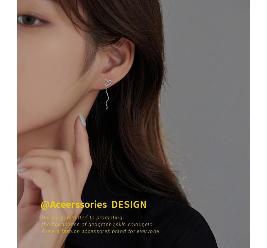 Earring Sterling Heart Silver Dangle