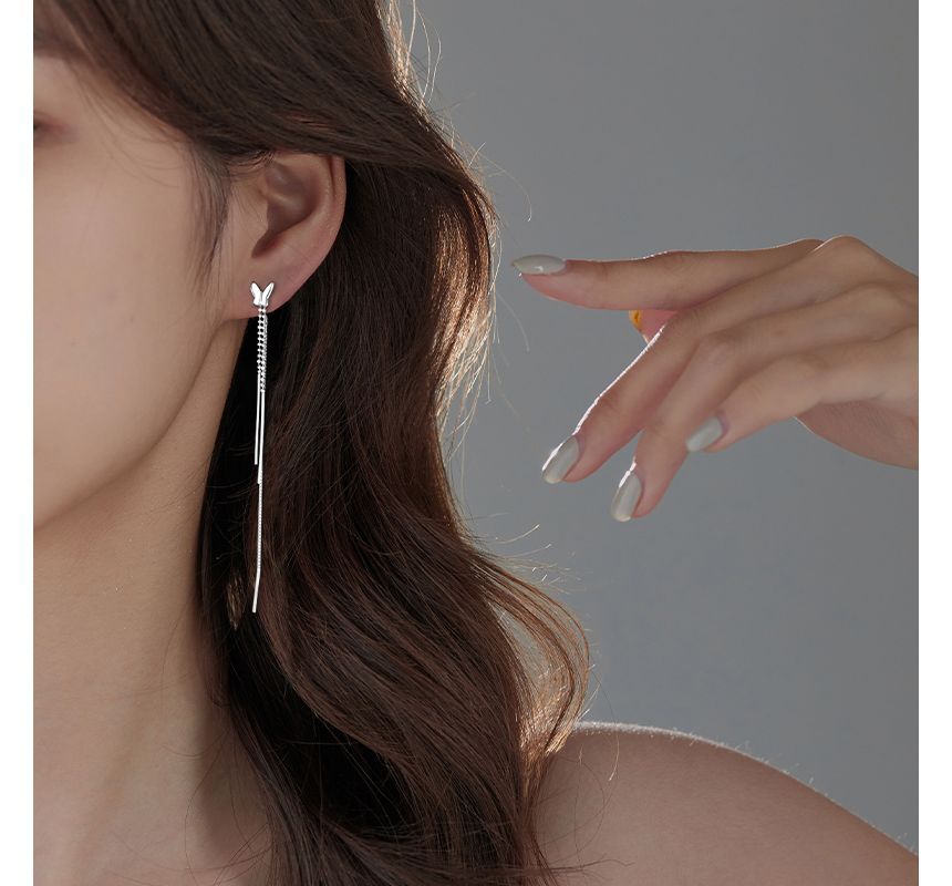 Silver Sterling Fringed Earring Butterfly