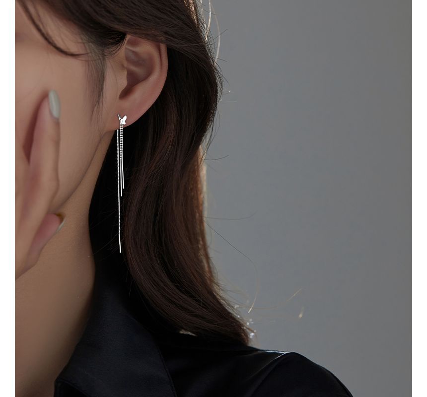 Silver Sterling Fringed Earring Butterfly