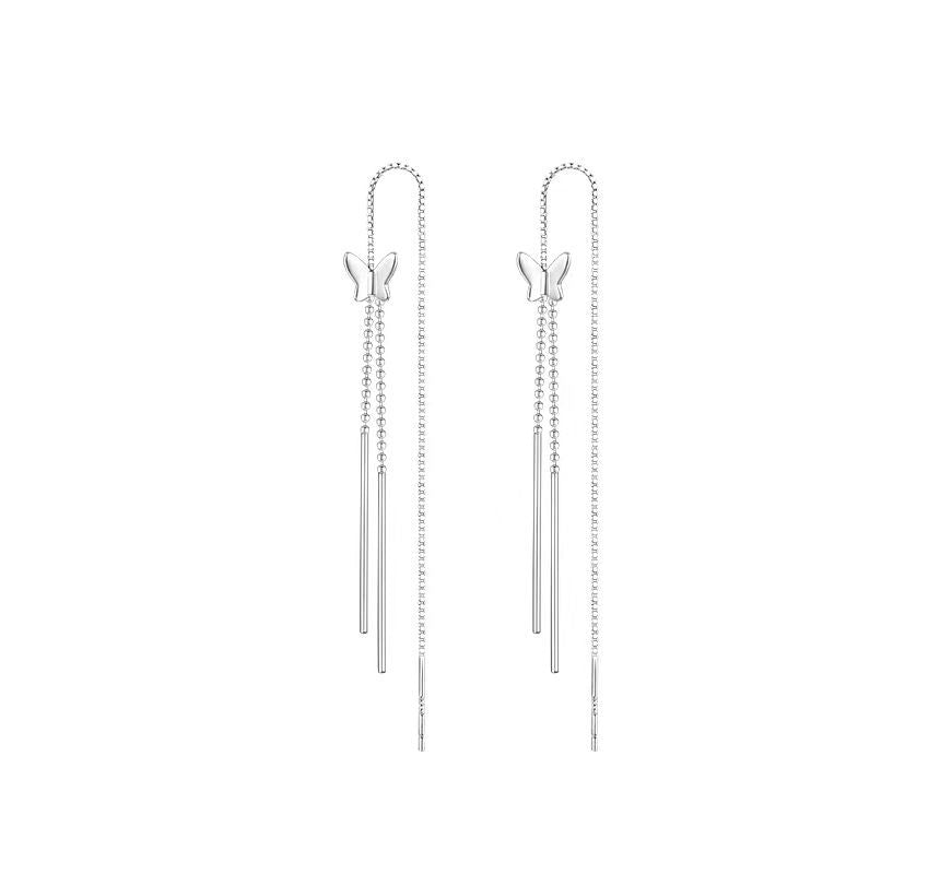 Silver Sterling Fringed Earring Butterfly