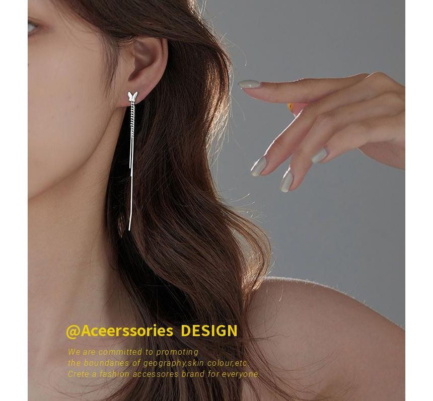 Silver Sterling Fringed Earring Butterfly