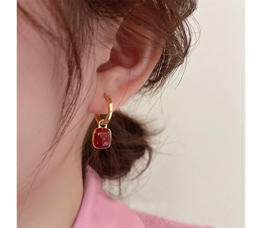 Silver Sterling Earring Square Dangle