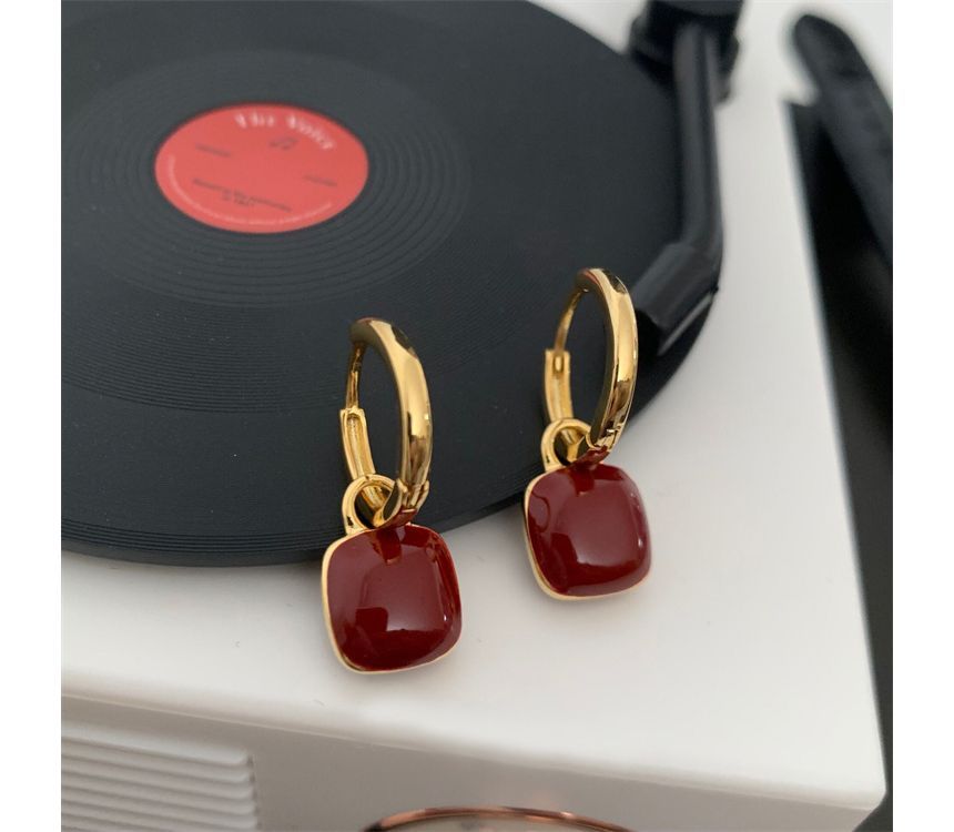 Silver Sterling Earring Square Dangle