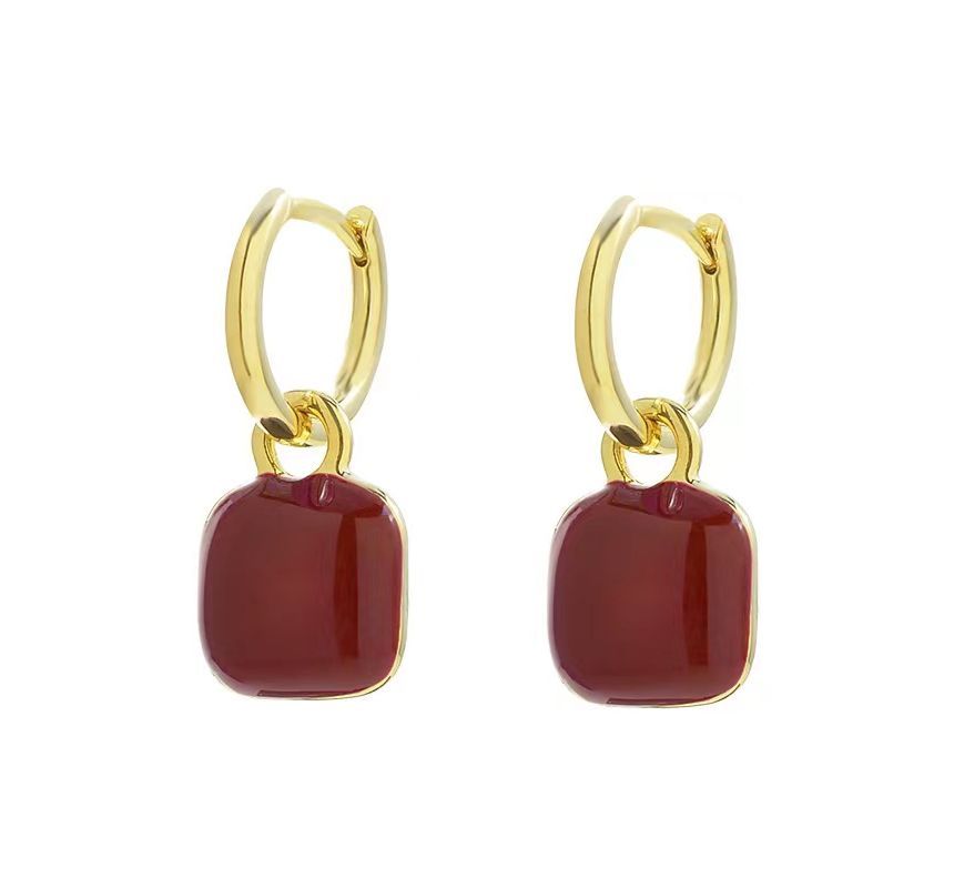 Silver Sterling Earring Square Dangle