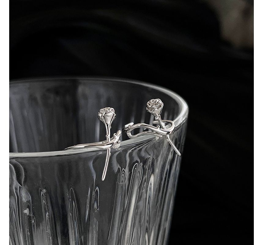 Sterling Earring Rose Silver Cuff