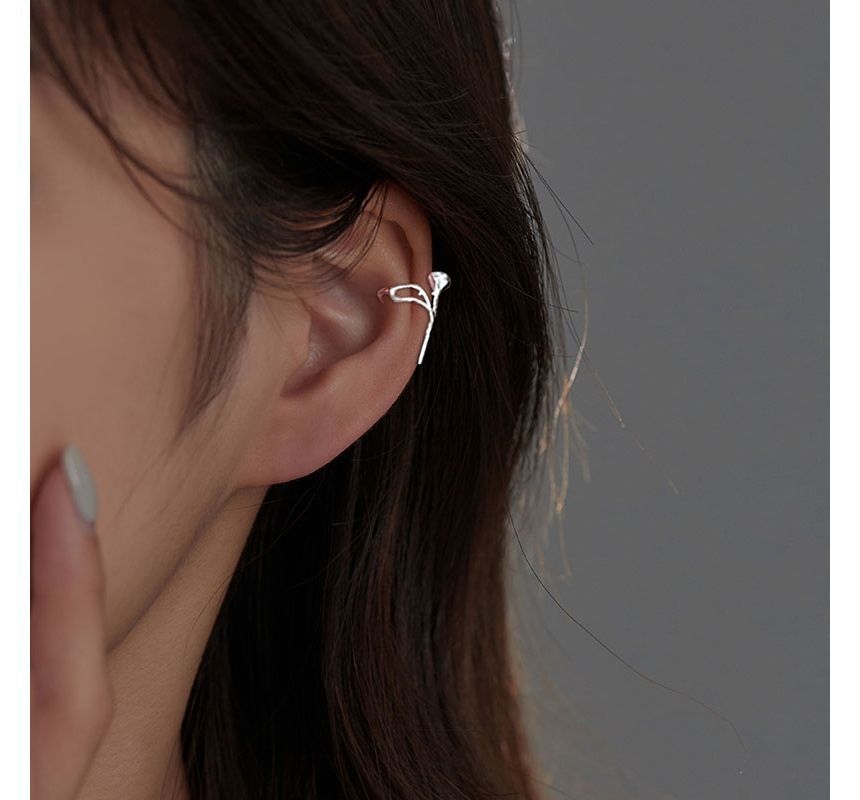 Sterling Earring Rose Silver Cuff