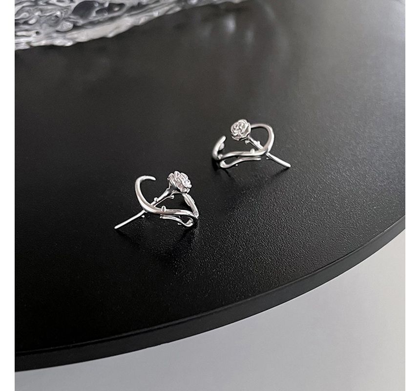 Sterling Earring Rose Silver Cuff