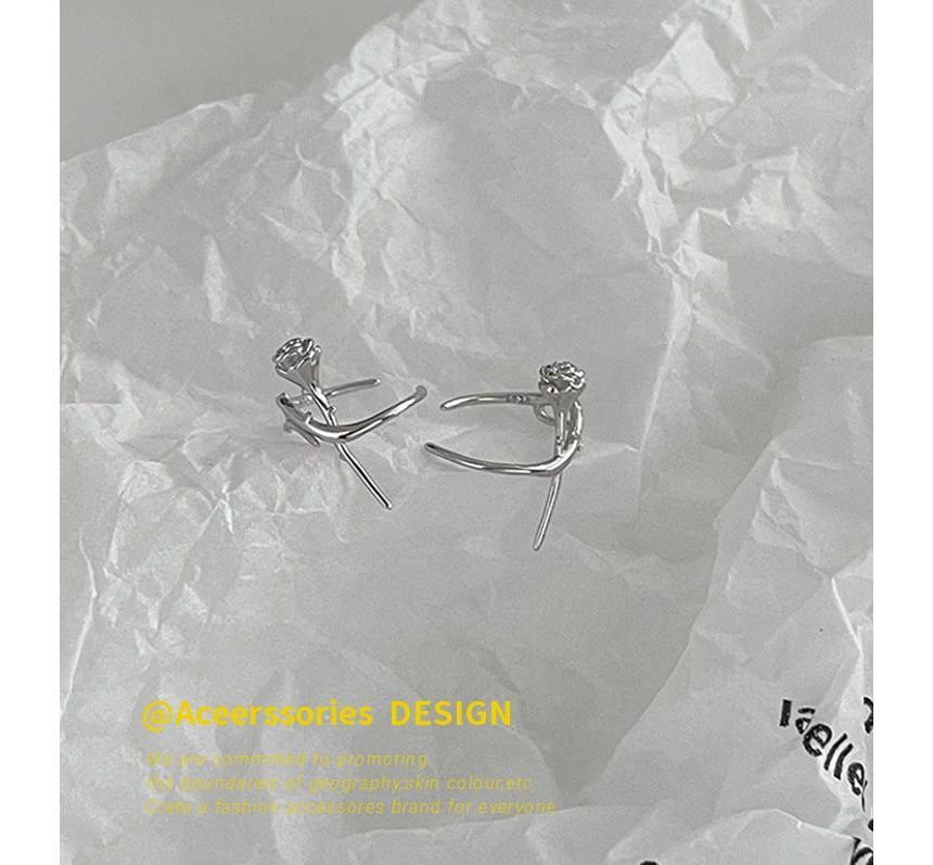 Sterling Earring Rose Silver Cuff