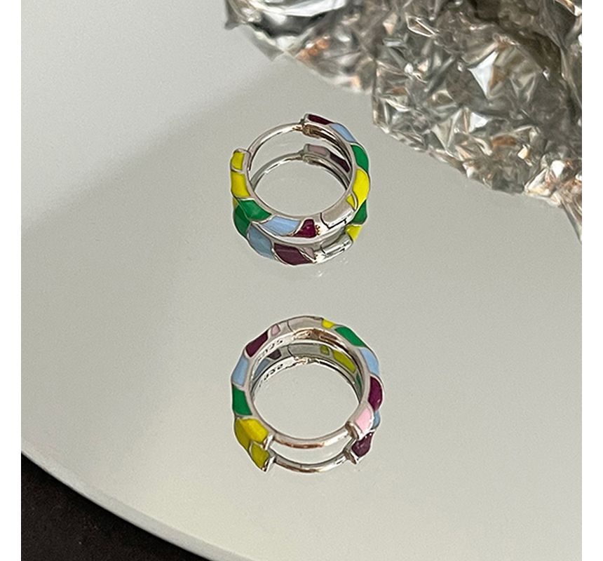 Sterling Earring Silver Hoop Glaze