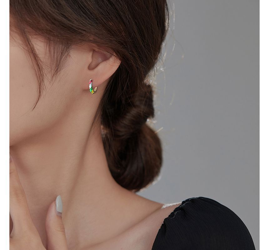 Sterling Earring Silver Hoop Glaze