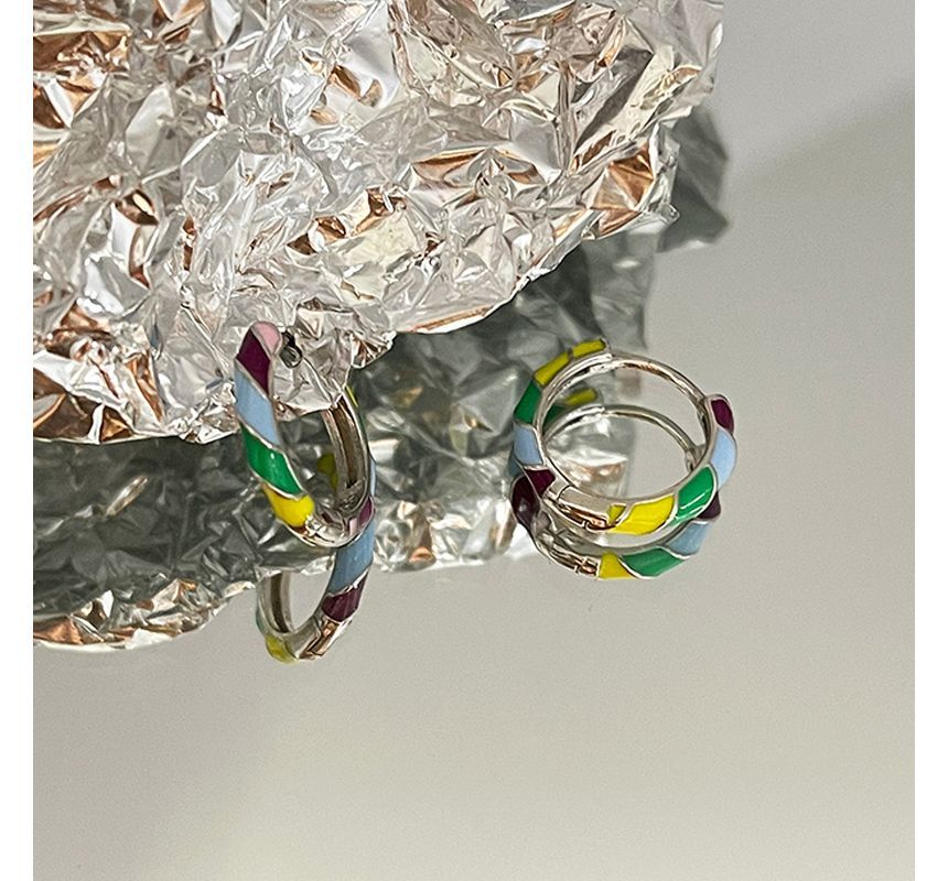 Sterling Earring Silver Hoop Glaze