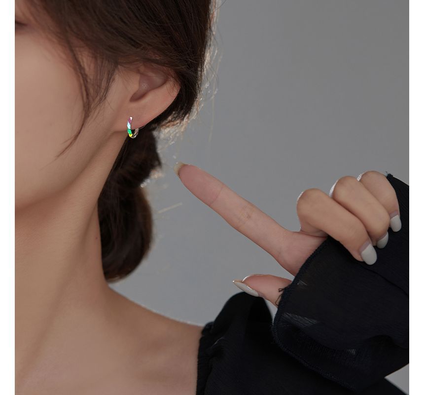 Sterling Earring Silver Hoop Glaze