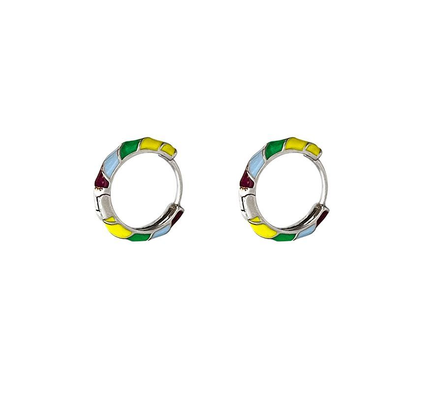 Sterling Earring Silver Hoop Glaze