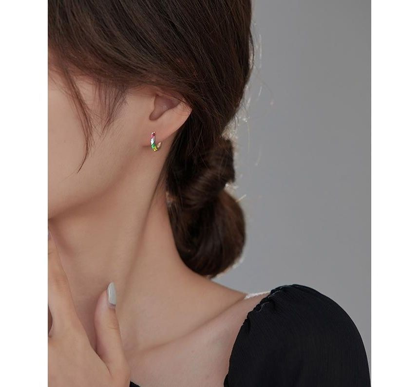 Sterling Earring Silver Hoop Glaze