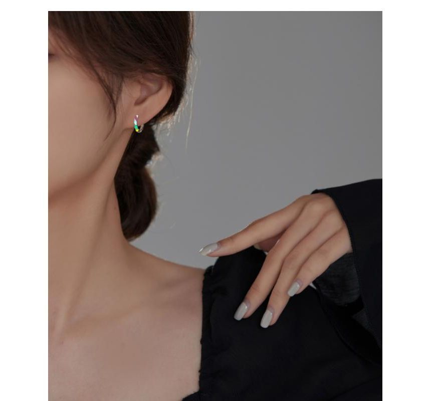 Sterling Earring Silver Hoop Glaze