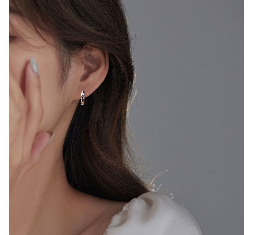 Sterling Earring Hoop Smiley Silver