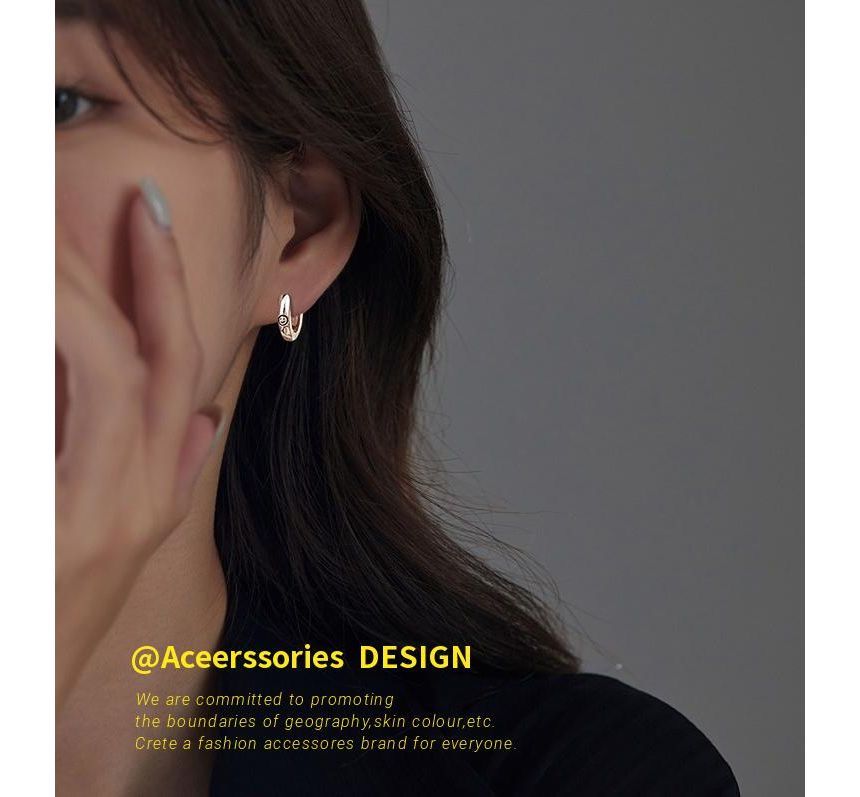 Sterling Earring Hoop Smiley Silver