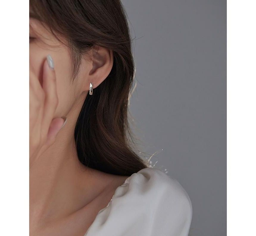 Sterling Earring Hoop Smiley Silver